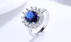 18K White Gold Sapphire Halo Engagement Ring