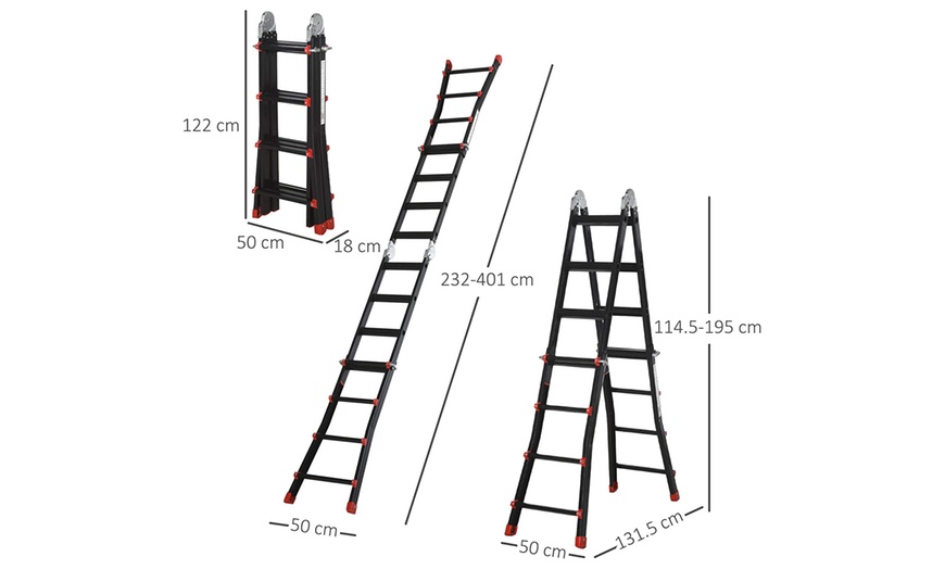 Image 15: HomCom Duo Aluminium Telescopic Ladder