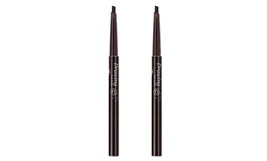 Image 6: 2 Pack Eyebrow Pencil Retractable Slant Tip with Brush Double-end Waterproof