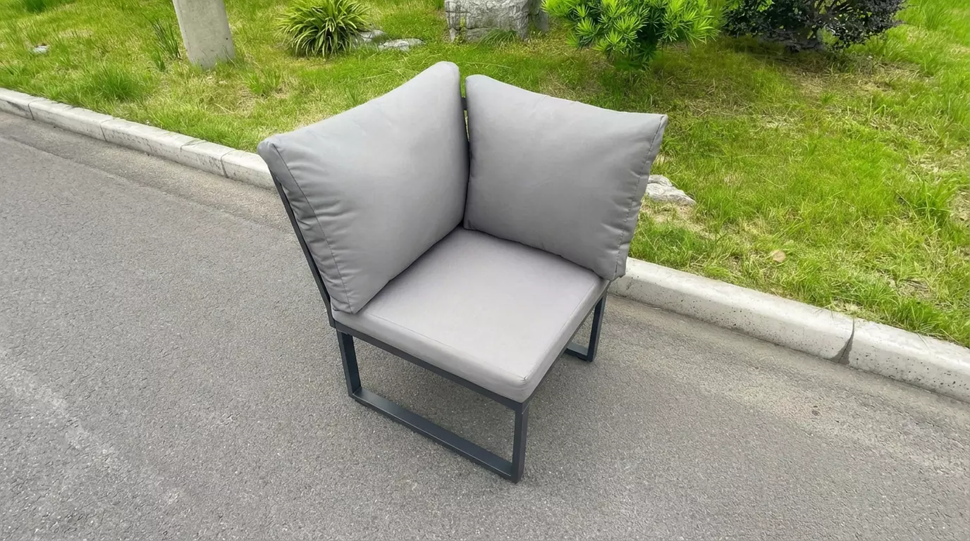 7pc Aluminium Garden Corner Sofa Set with Coffee Table and Footstool