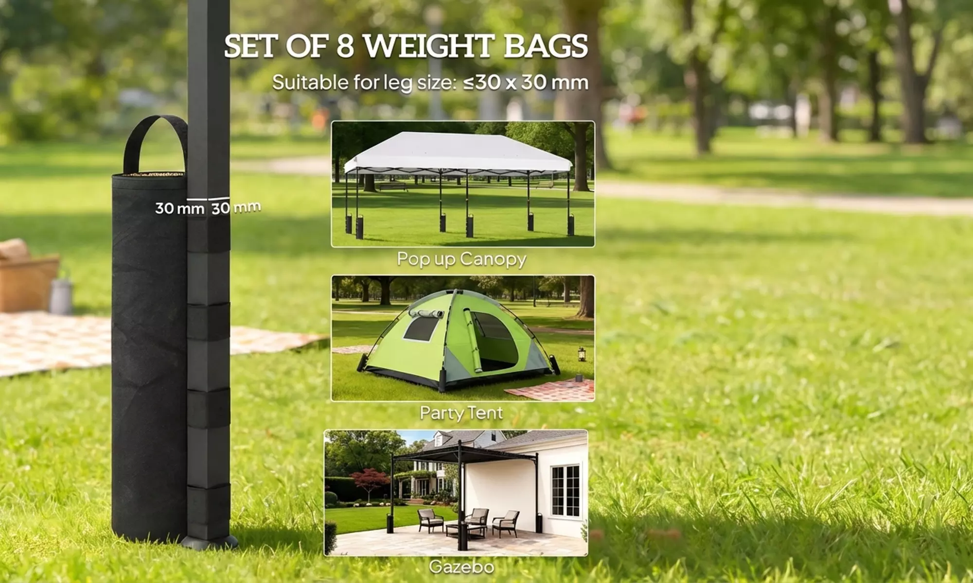 Outsunny Pack of Eight Gazebo Sand Weights Bags