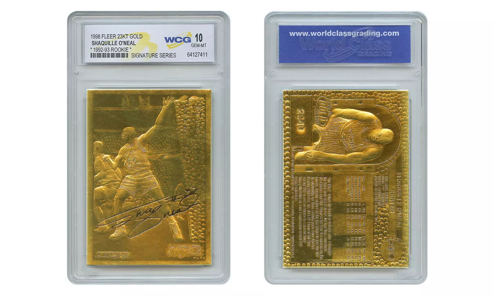 Shaquille O'Neal 1992-93 Fleer Rookie 23KT Gold '98 Card Signature Series GEM 10