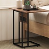 Image 1: HomCom C-Shaped Side Table, Foldable with Charging Station