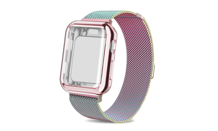 Image 4: Mesh Milanese Wrist Band Loop W/ Screen Protector Bumper Case For Apple Watch