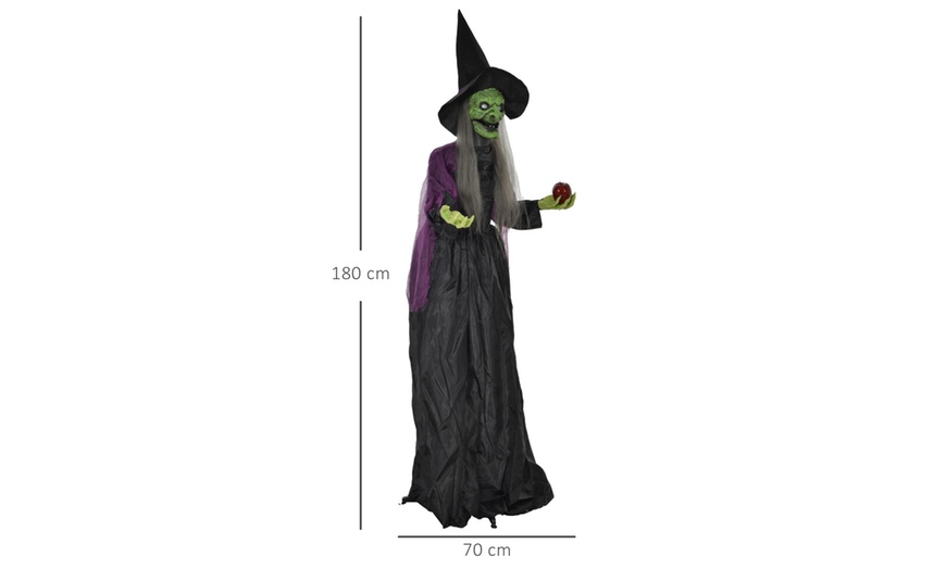 Image 39: Outsunny Voice Activated Halloween Animatronics Witch