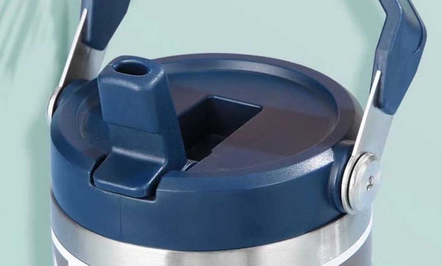 Image 20: Portable Stainless Steel Cup with Hidden Straw and Handle