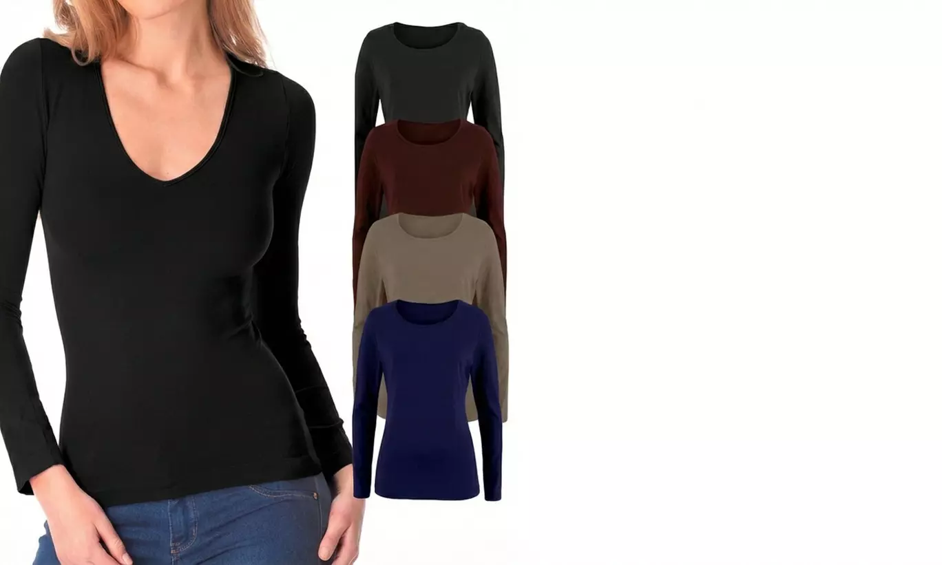 Lot de 5 t-shirts polyvalents "Lisa" à col en V - Primary Image