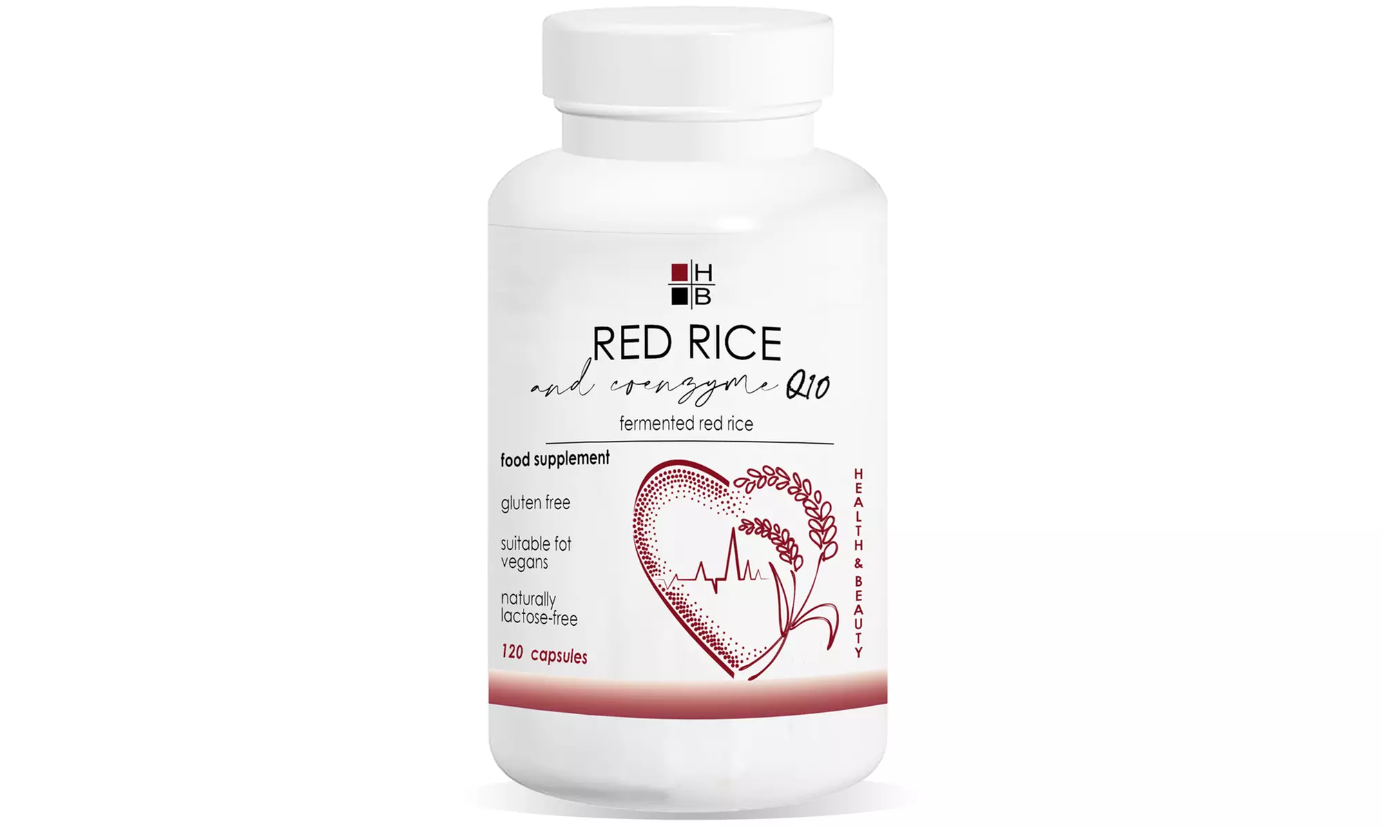 60, 120 o 360 capsule H|B Health and Beauty a base di riso rosso e Q10