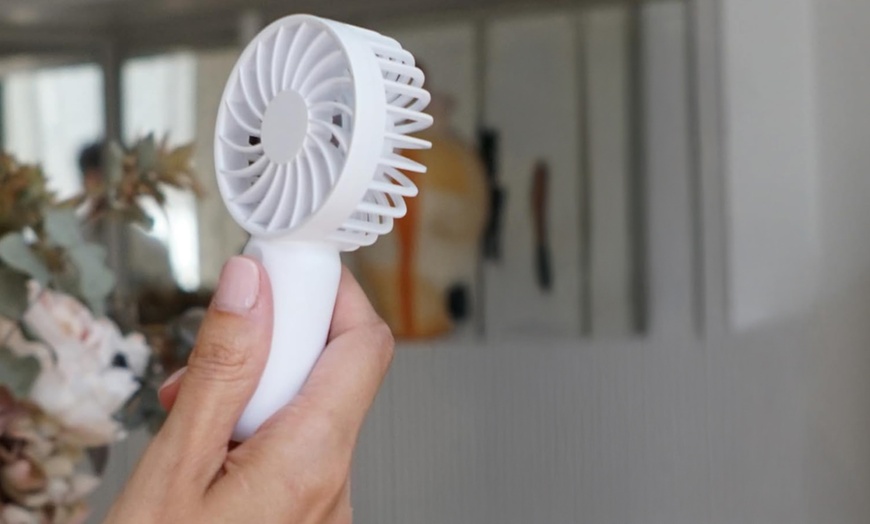 Image 1: One or Two CUQOO Mini Handheld Fan with Three Speeds
