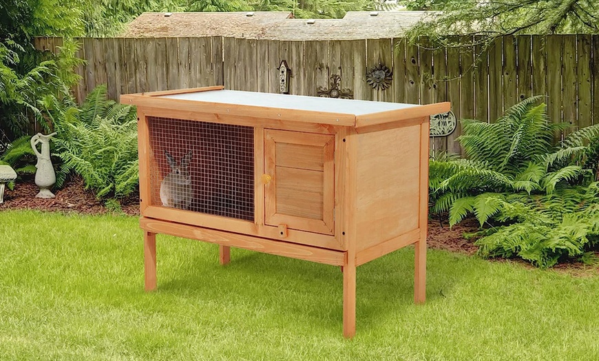 Image 7: Pawhut Outdoor Wooden Rabbit Hutch Collection