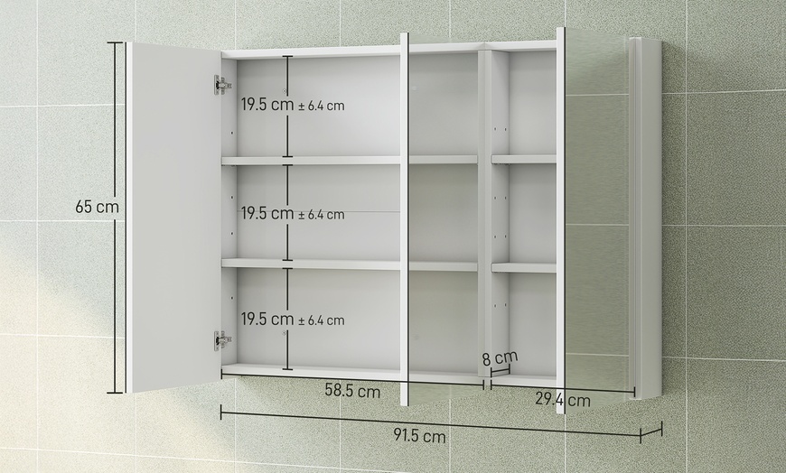 Image 7: HomCom Arched Bathroom Mirror Cabinet in Two Styles