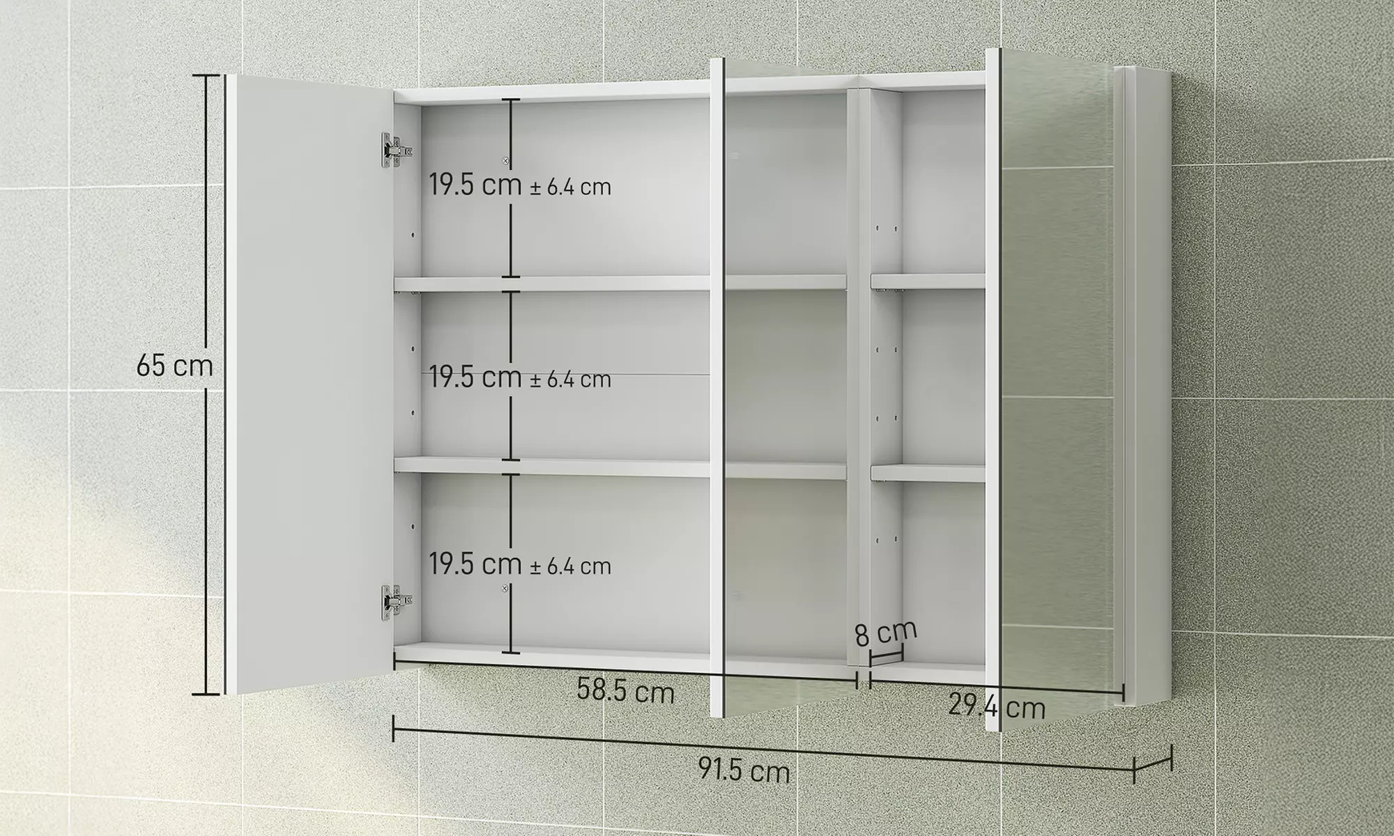 HomCom Arched Bathroom Mirror Cabinet in Two Styles