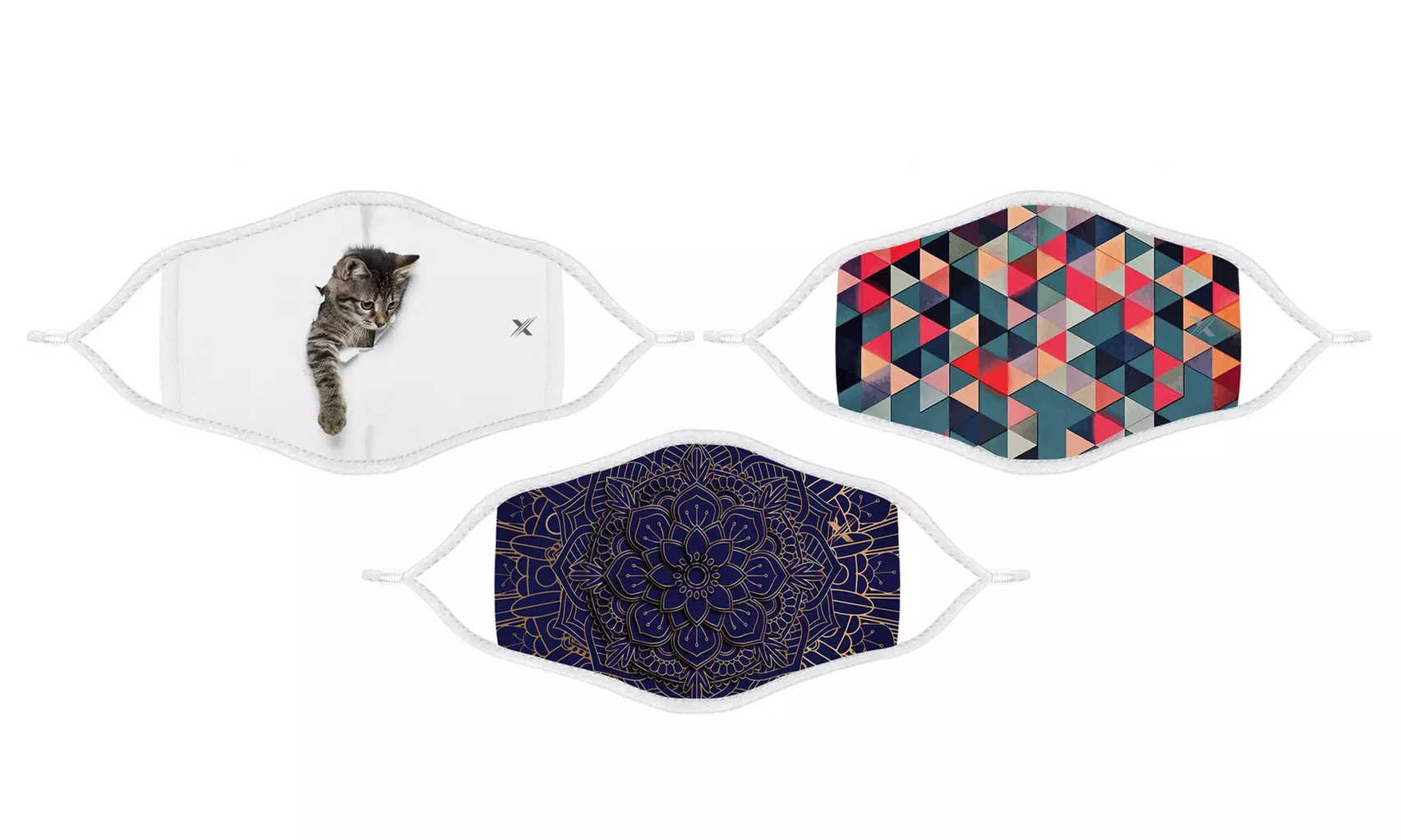 Patterned Double Layer Face Mask With Adjustable Earloop (3-Pack) - Second Medium