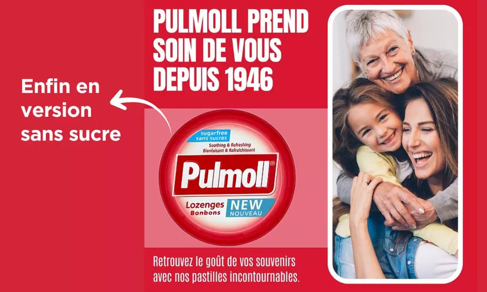 Craquez pour le goût Pulmoll sans sucre avec 30€ de bon d'achat