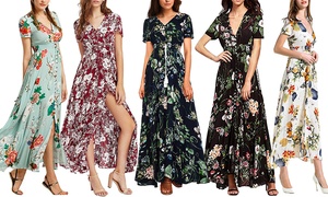 Buttoned Floral Maxi Dress