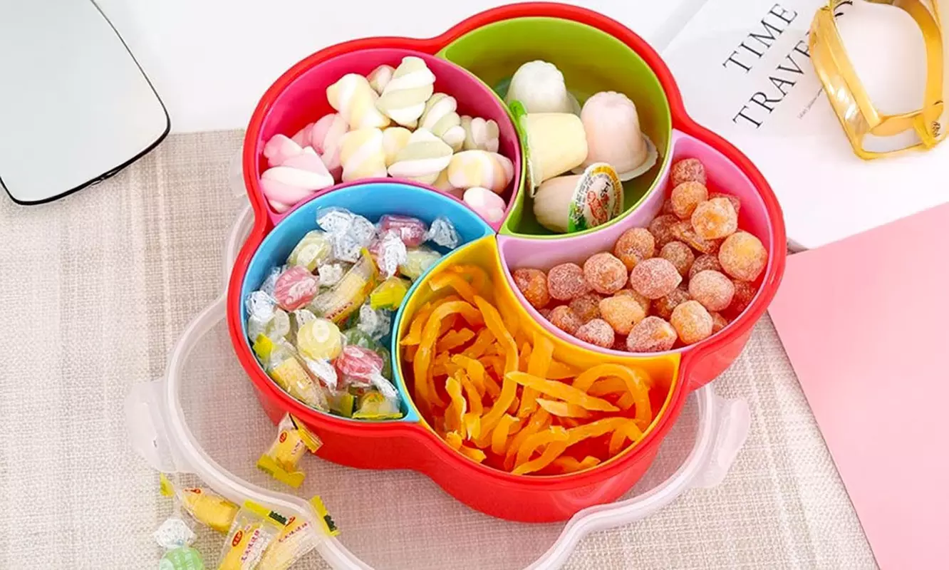 Set apéritifs en fleur avec couvercle et compartiments amovibles