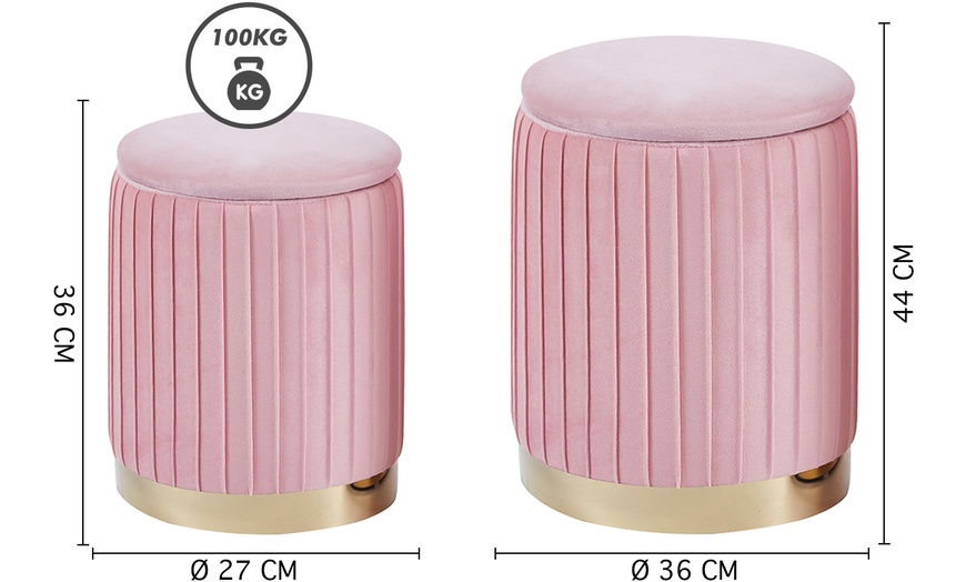 Image 24: Conjunto de pufs de terciopelo