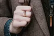 Silver Whiskey Barrel Ring Wooden Meteorite Wedding Engagement Band Ring - Second Medium