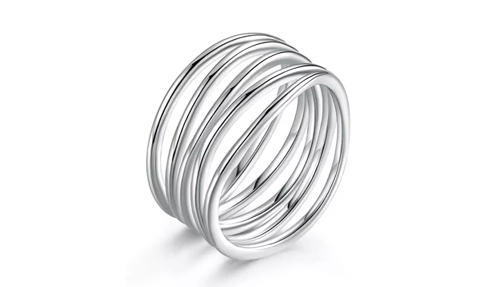 Multi Layer Band Ring in 18K White Gold Plating