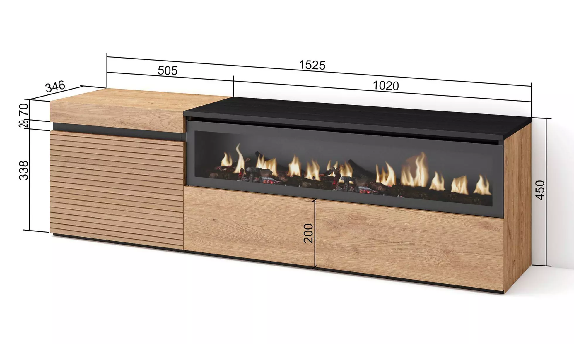 Meuble TV avec ou sans cheminée électrique LED