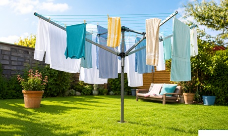 Groupon Unisex Rust Rotary Clothes Airer Garden Washing Line With Cover - 50M