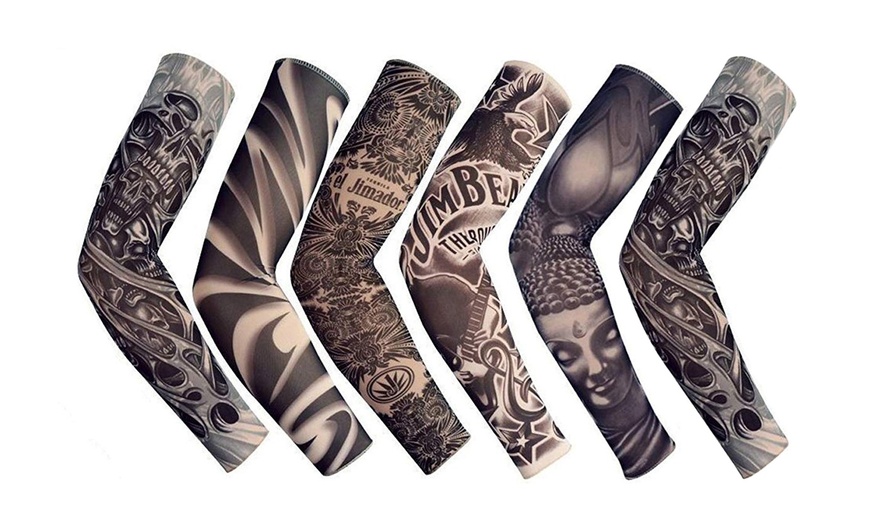 Image 1: Unisex Temporary Tattoo Sleeves - 6 Packs of Stylish, Realistic Designs
