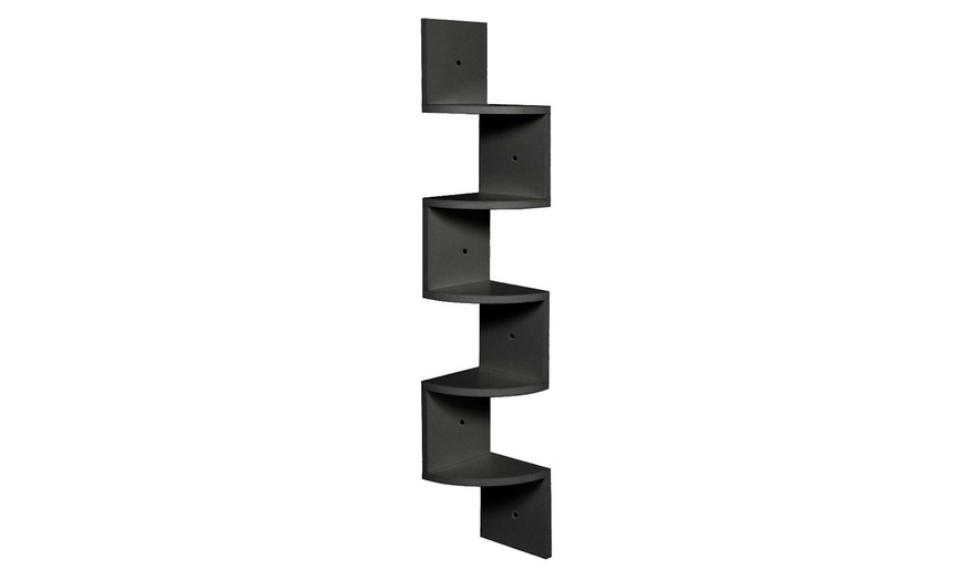 Image 3: 5-Tier Zigzag Corner Floating Shelf