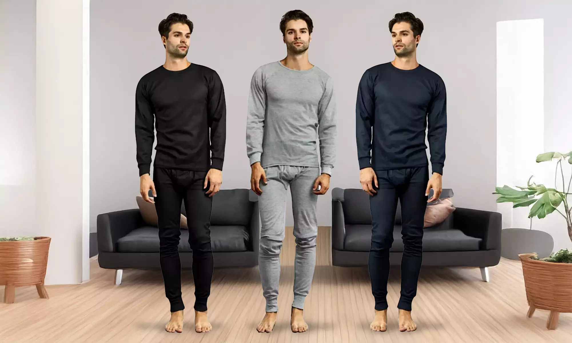 (2-Pack) Men's Winter Thermal Underwear 2-Piece Set (M-2XL)