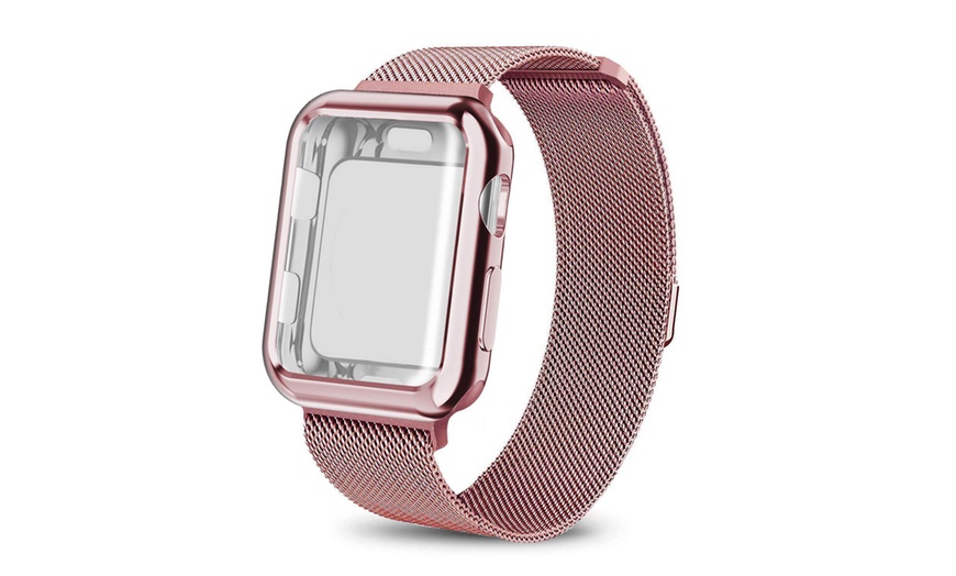 Image 5: Mesh Milanese Wrist Band Loop W/ Screen Protector Bumper Case For Apple Watch