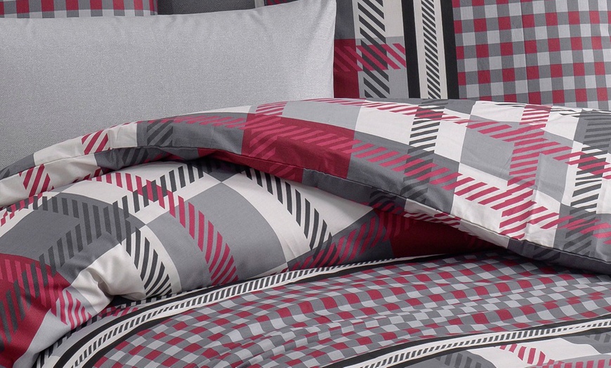 Image 4: Elegante set di biancheria da letto in cotone con motivo geometrico