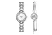 Damen-Set Uhr und Armreif in Silber oder Gold - Second Medium