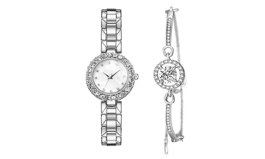 Image 2: Ensemble bracelet et montre assortis avec strass