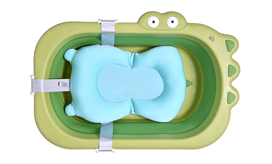 Image 4: HomCom Baby Crocodile Collapsible Bath