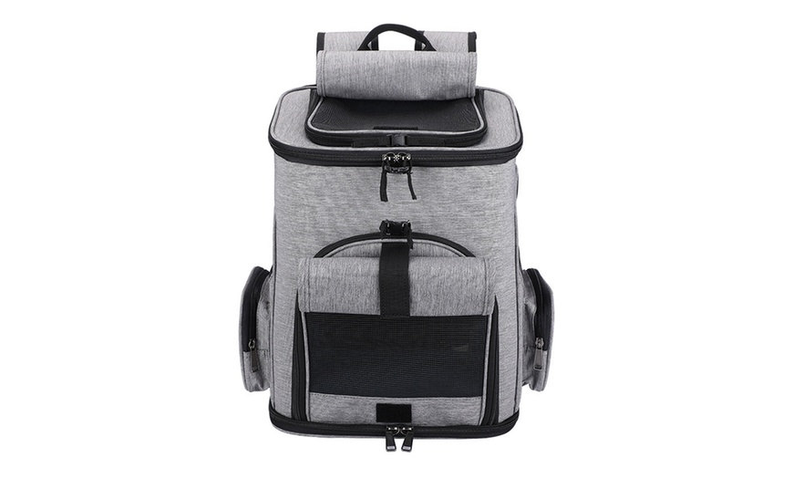 Image 8: Pet Backpack Carrier Expandable Dog Cat Travel Hiking Bag