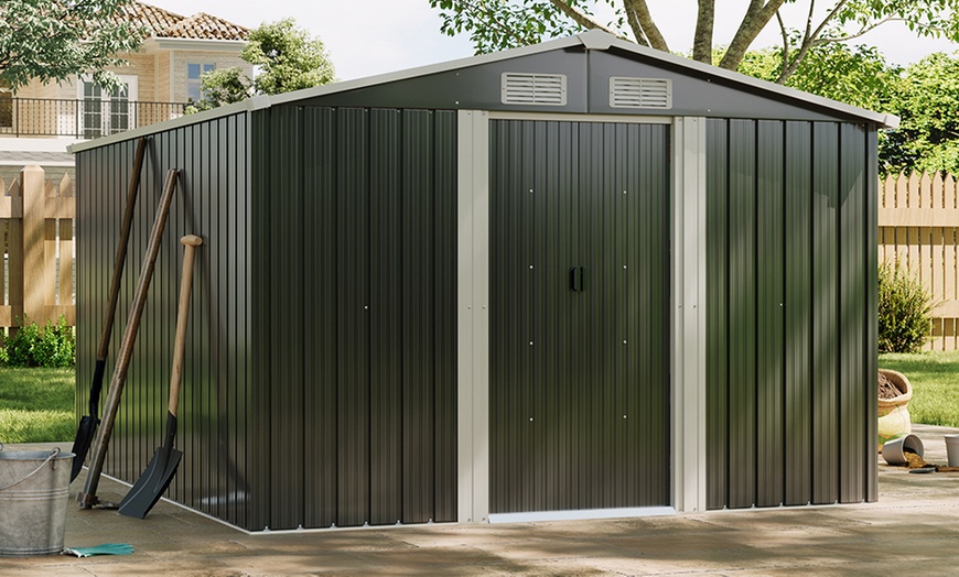Image 24: Large Metal Garden Tool Storage Shed in 6 Styles