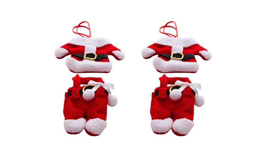 Image 7: 3 Packs Christmas Wine Bottle Bags / Santa Claus Cutlery Set