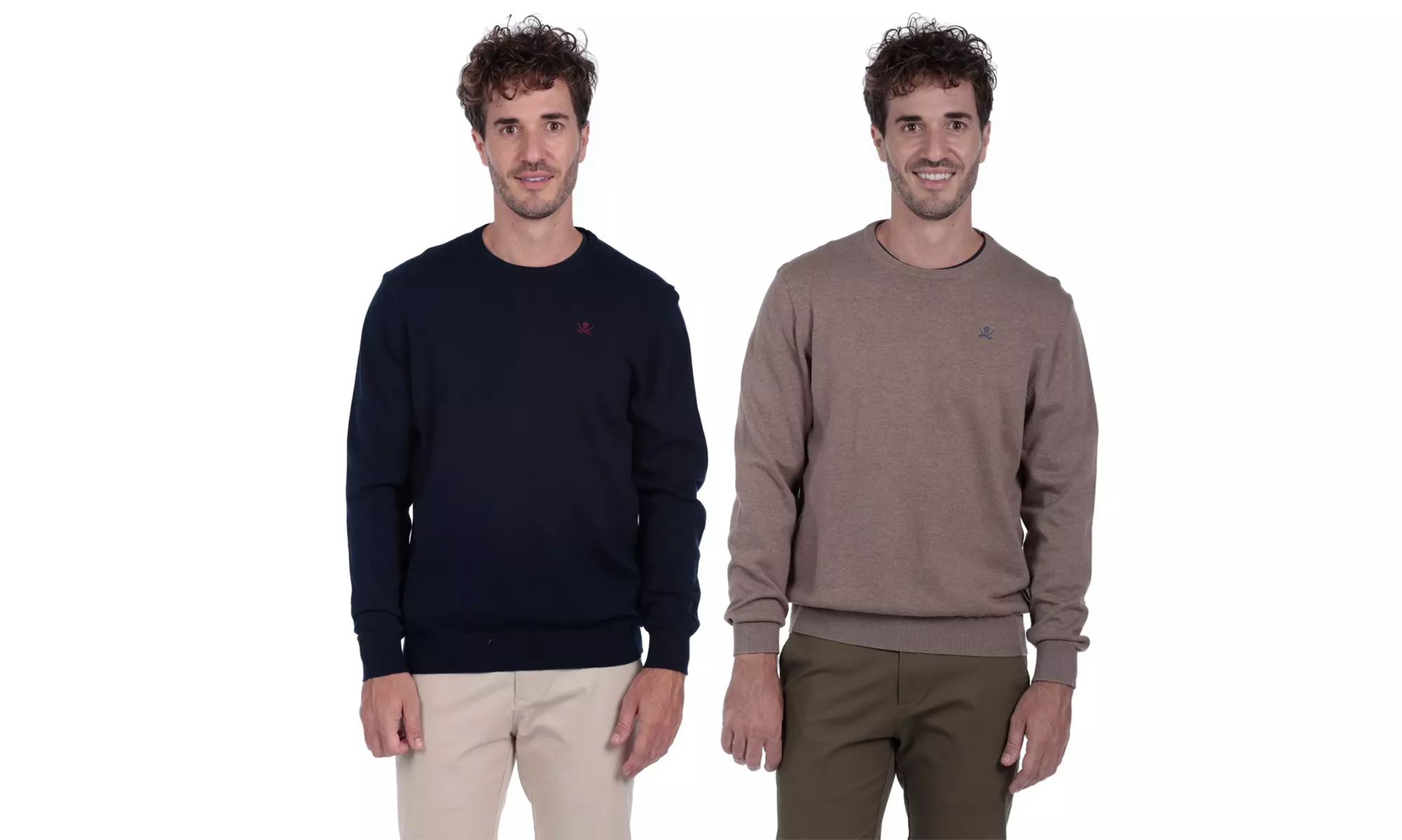 2 Jerseys in marineblauw en camel met een kraag in de stijl van The Time Of Bocha - Primary Image