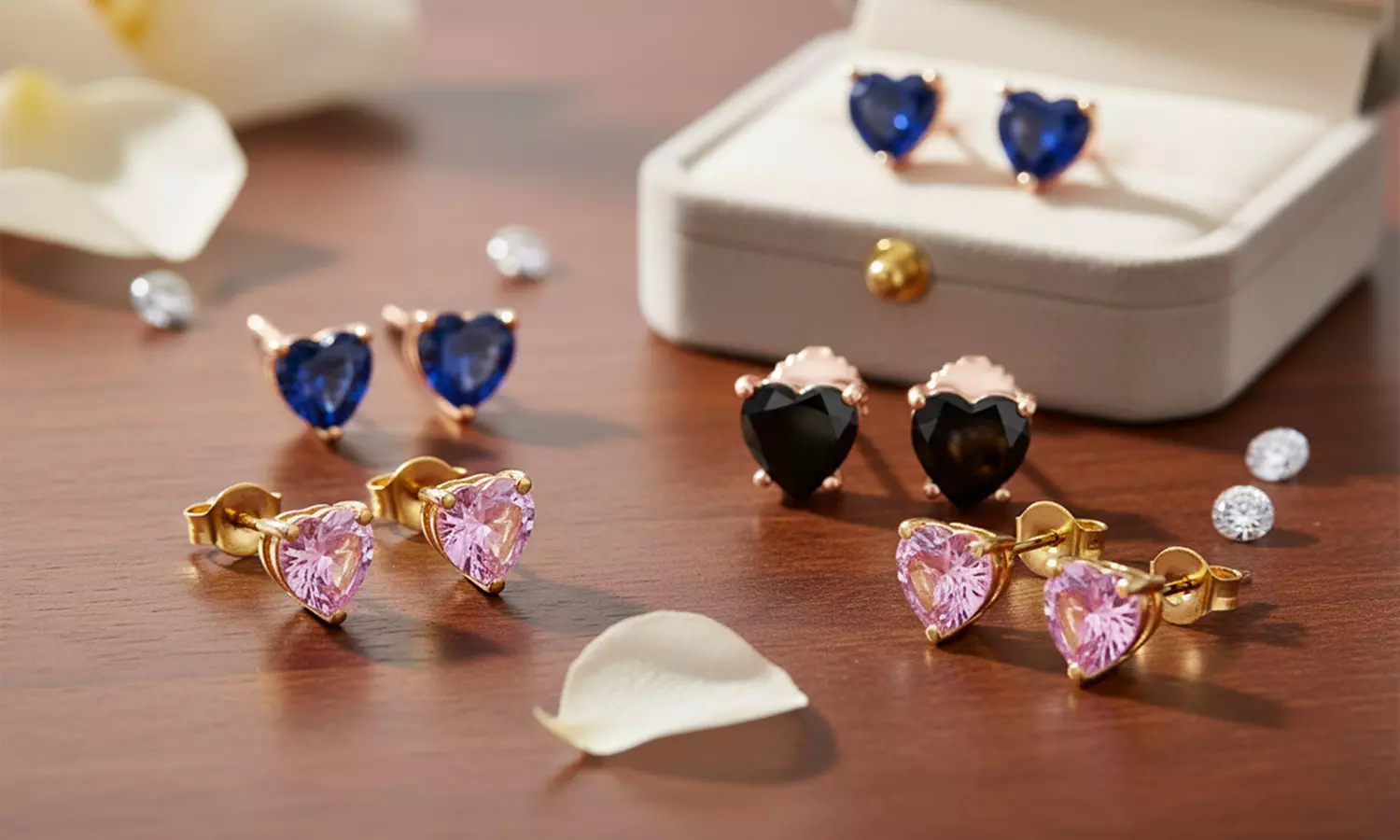 Paris Jewelry 10k Yellow Gold Plated 1/2Ct Heart Created Gemstones Stud Earrings