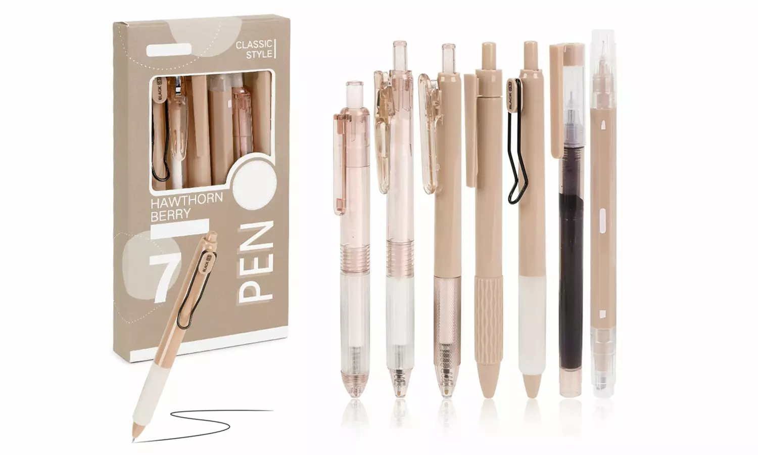 Pastel Gel Pens Set Cute Retractable 0.5mm Fine Point Smooth Writing Pens 7Pcs