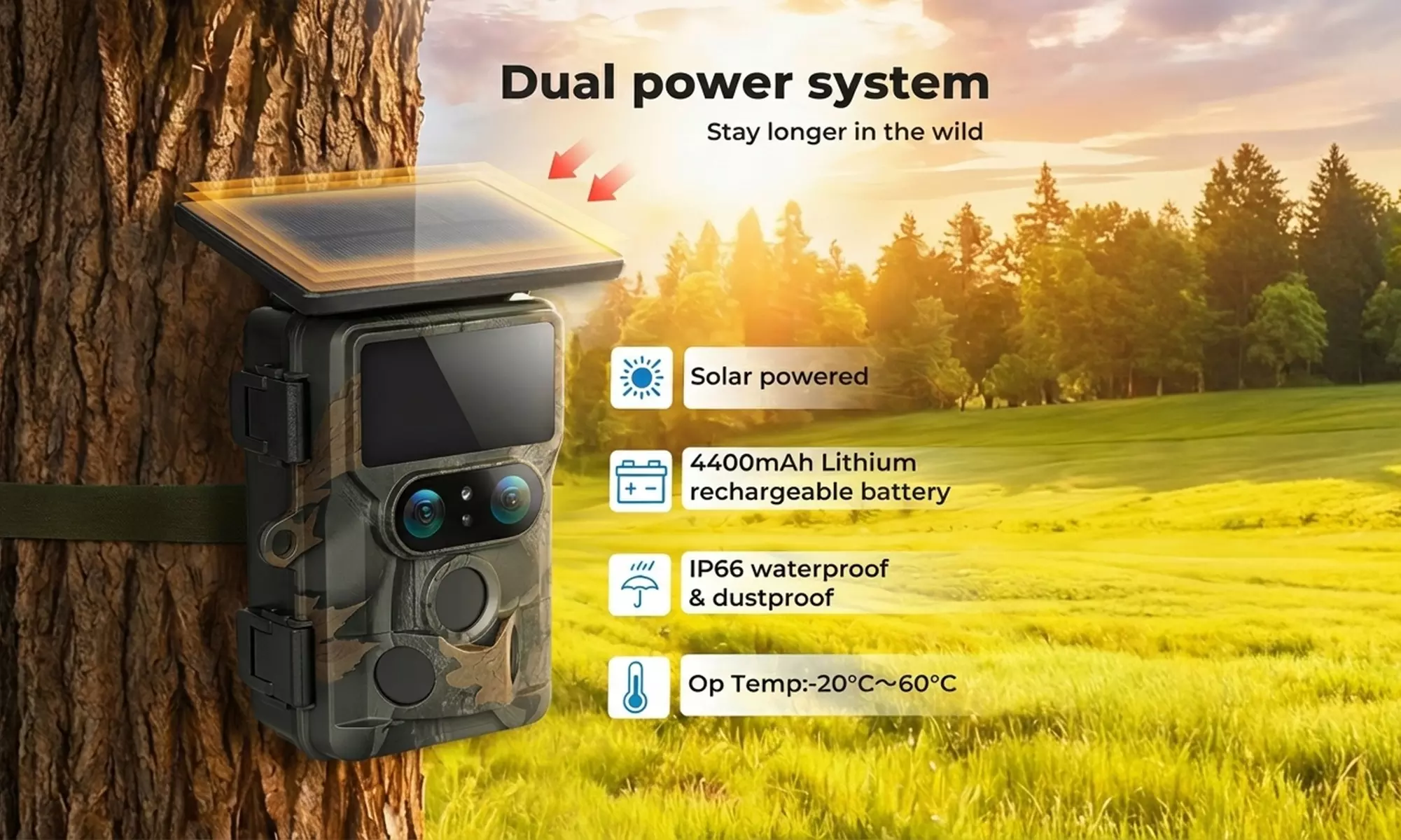 Centra High-Performance Solar Powered 4K Wildlife Trail Cameras