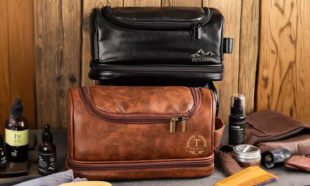 Travel in Style With Personalized Vegan-Friendly Leather Toiletry Bag (Up to 87% Off)