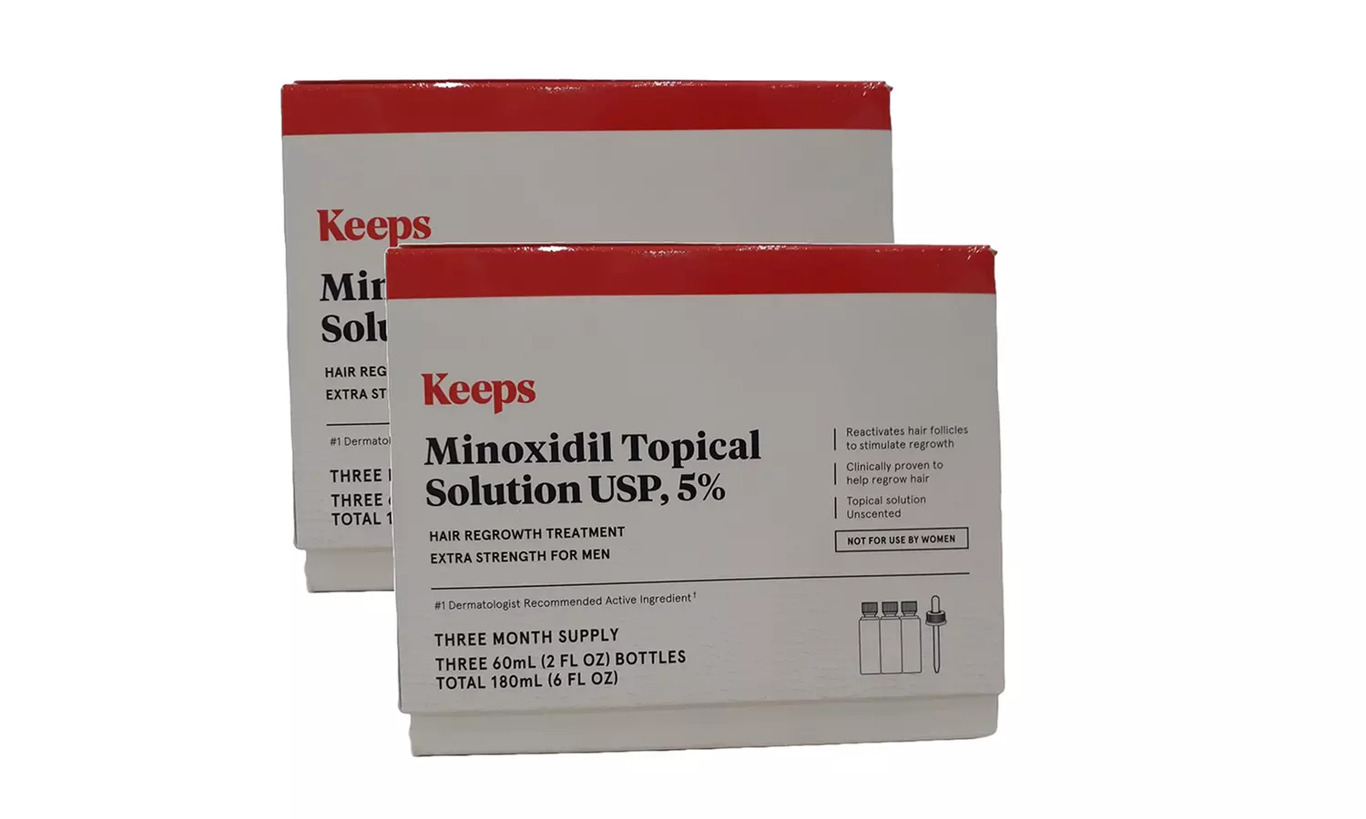Keeps Extra Strength Minoxidil for Men Topical Hair Growth Serum, 5% Solution 