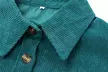 Women Loose Casual Corduroy Button Down Shirts Long Sleeve Blouses Tops - Second Medium