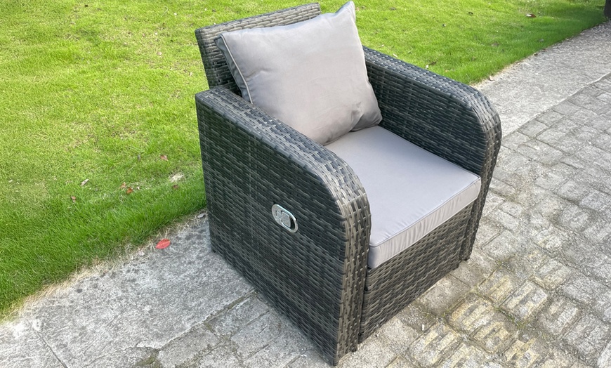 Image 3: Fimous Rattan-Effect Reclining Chair