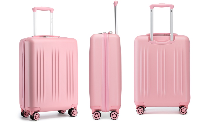 Image 21: One- or Three-Piece Sleek Striped Expandable ABS and PC Suitcases