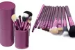 Professional Pastel Shades 10 Makeup Brushes with Faux Leather Cylinder Case - Second Medium