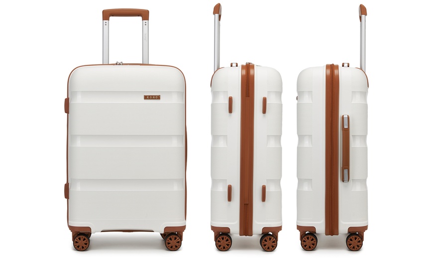 Image 3: KONO One or Four Piece Colorful PP Hard Shell Suitcase With TSA Lock