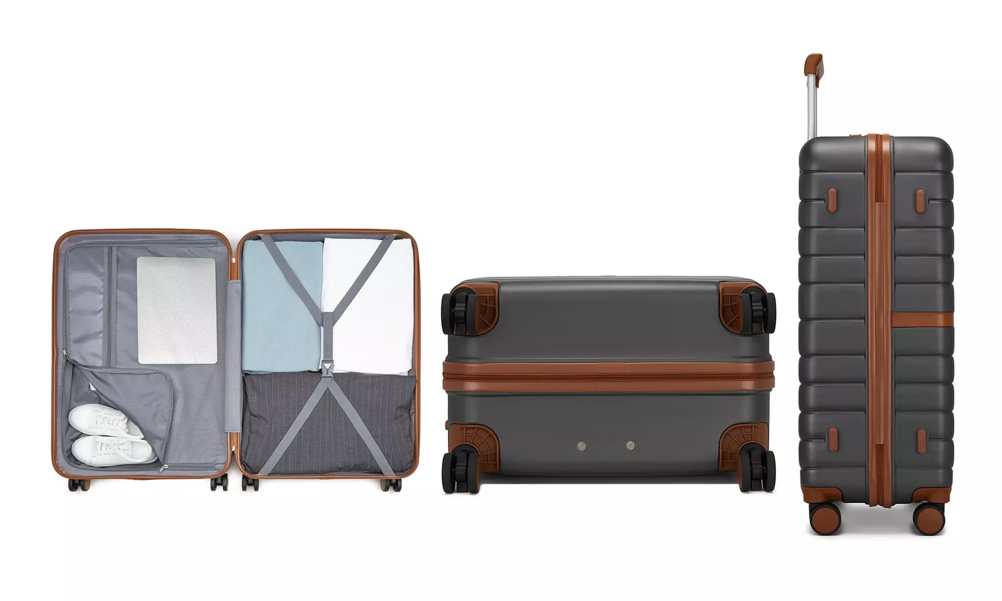 KONO Stylish Stripe Design Suitcase with Spinner Wheels