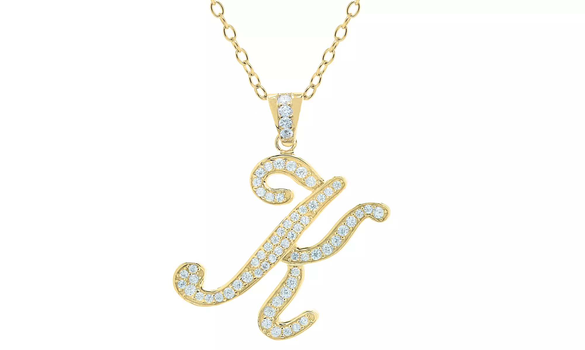 Script Initial Pendant Necklaces in Sterling Silver