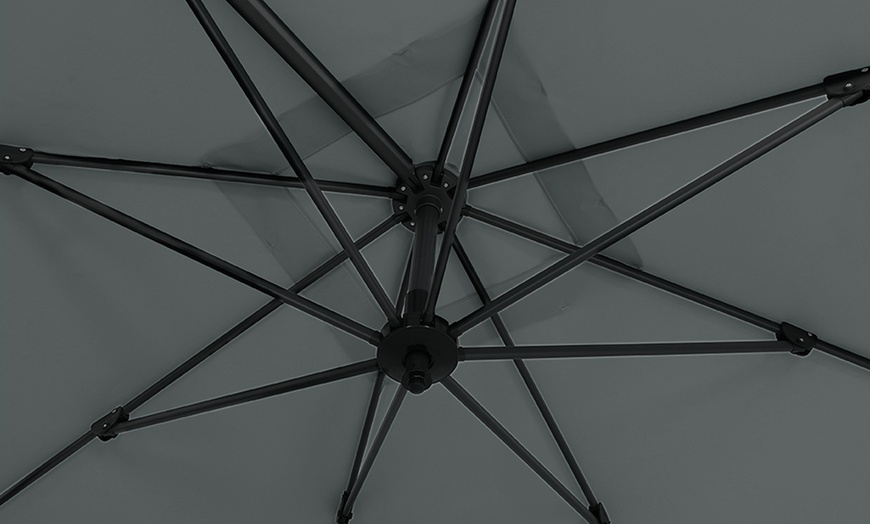 Image 3: Rotatable Square Cantilever Umbrella with Fillable Base